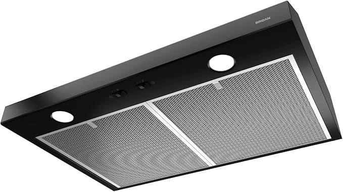 Broan-NuTone BCSD136BL Glacier Range Hood with Light, Exhaust Fan for Under Cabinet, Black, 36-inch