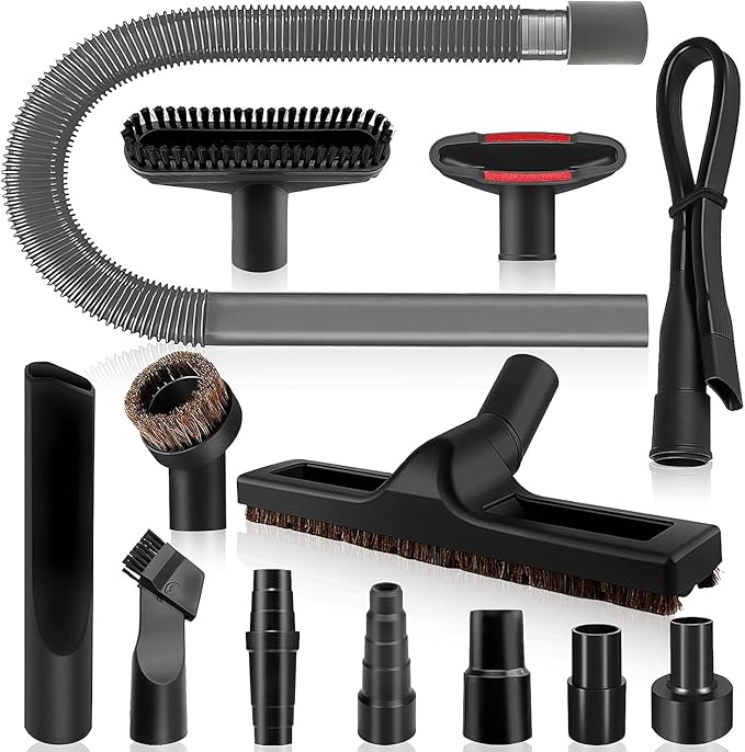 13-Piece 1 1/4 Inch(32mm) Vacuum Attachments Cleaning Kit with Dryer Lint Vac Attachment/Vacuum Floor Brush/Flexible Crevice Tool