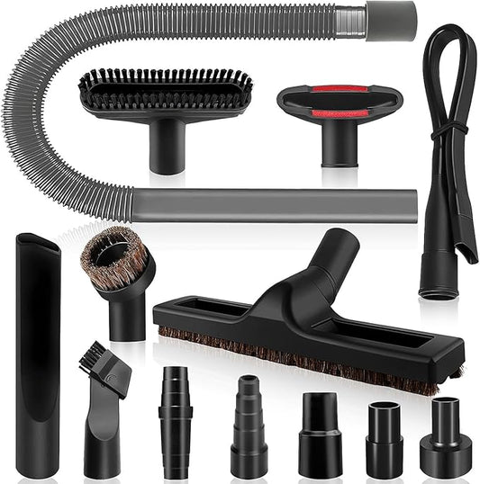 13-Piece 1 1/4 Inch(32mm) Vacuum Attachments Cleaning Kit with Dryer Lint Vac Attachment/Vacuum Floor Brush/Flexible Crevice Tool