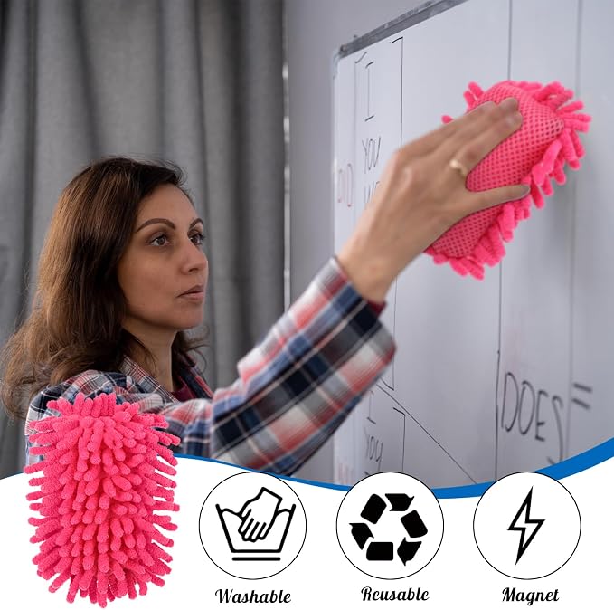 Sherr 18 Pcs Microfiber Shag Magnetic Dry Erase Erasers Washable Whiteboard Eraser Bulk Colorful White Board Eraser for Chalk Markers Home Office(Multicolor)