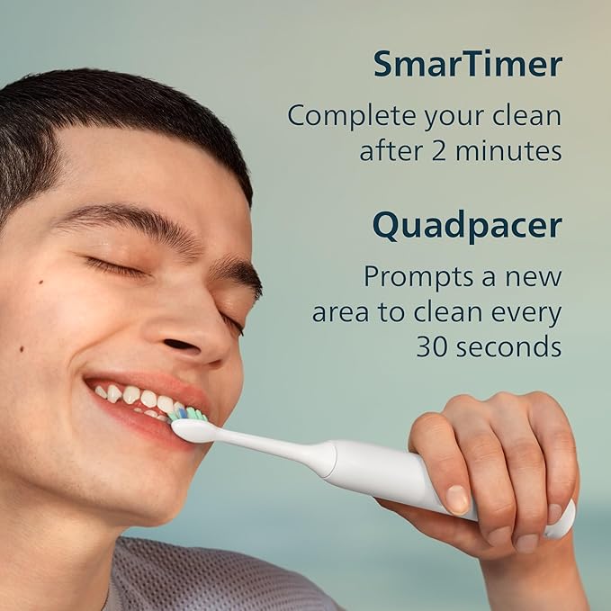 Philips Sonicare 4100 Series Electric Toothbrush - Sonic Toothbrush with Advanced Sonic Technology, Pressure Sensor, Two Intensity Settings, Smartimer & Quadpacer, Black, Model HX3681/24