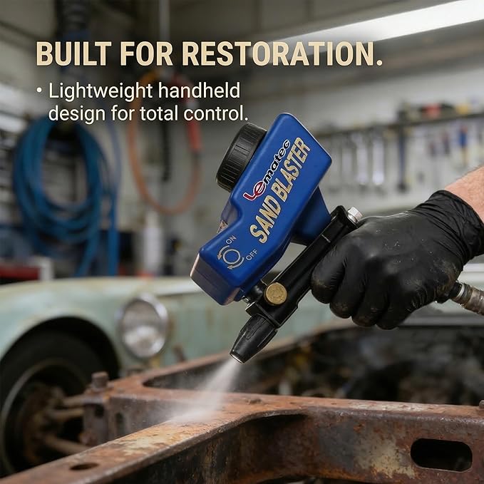 LE LEMATEC Portable Sand Blaster Gun Pro Kit (Pistola de Arena) - Premium Rust & Paint Removal for Auto, Patio & Furniture Restoration - Ceramic Nozzle - Optimized for 90 PSI 4 CFM Compressors