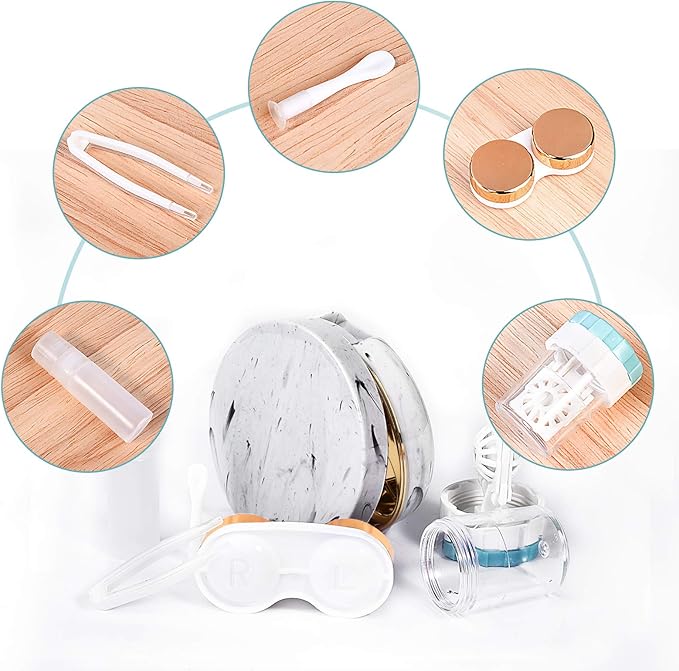 Lasiyanor Contact Lens Travel Kit with Cleaner Washer, Portable Contact Box with Mirror Tweezers Remover Tool Solution Bottle for Daily Outdoor