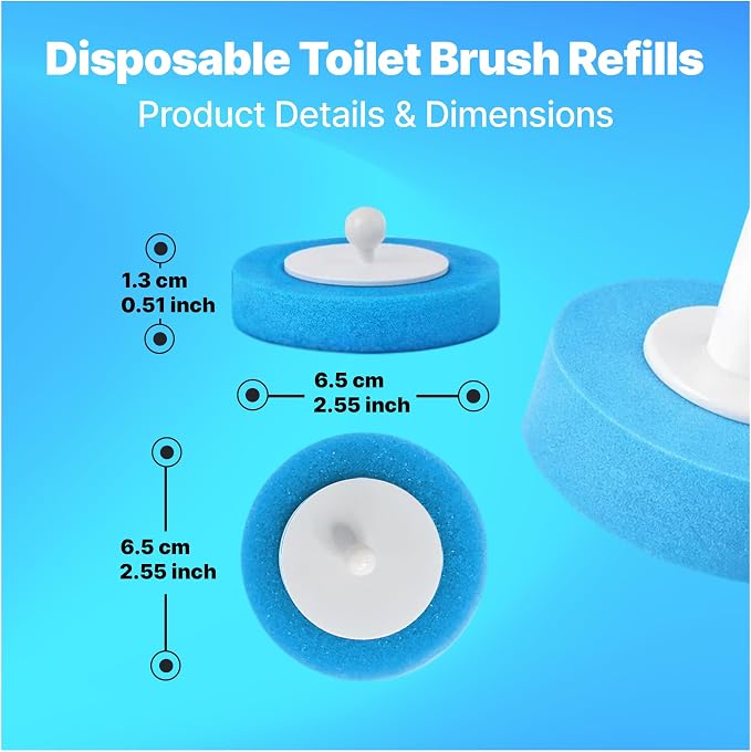 CiLoN 24 Pads Auto Lid Opener Disposable Toilet Bowl Brush & Holder Refills | Wall-Mounted Disposable Toilet Cleaning Set For Touch Free Space-Saving Hygienic Modern Bathrooms (Ocean Breeze + 30 Sponge)