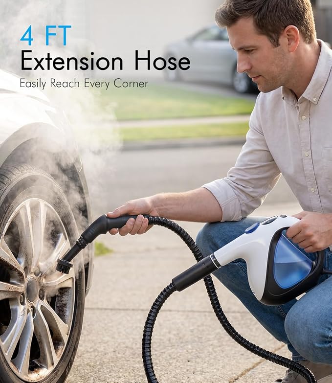 Handheld Steam Cleaner for Home 3s Instant Heat-Up No Need to Wait, Upgrade 2 LB Light Weight Easy Refill Portable Steamer Cleaner for Furniture Couch Grout Walls Kitchenware (White)