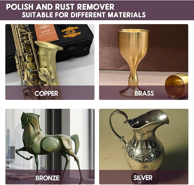 Copper and Brass Polish and Cleaner Cream，Copper Cleaner & Brass Cleaner for Long-Lasting Shine，Gently Clean and Remove Tarnish & Stains Without Scratching (Pack of 2)