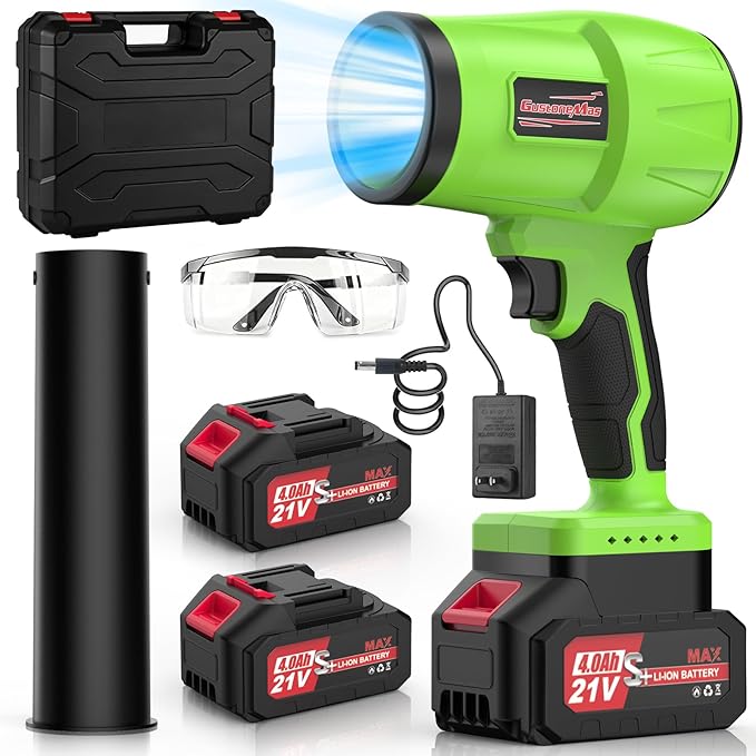 Brushless Leaf Blower Cordless, 980,000RPM, with 2 Batteries and Charger, Adjustable Speed, Lightweight, Handheld Electric Turbo Jet Blower Portable for Patio Cleaning, Lawn Care, Yard, Leaves, Dust