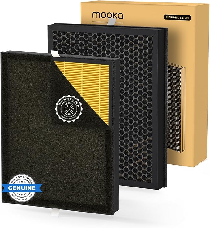 Air Purifier for Home Large Room 2200 Ft² KJ190 with 2-PACK Pet Care Filter Replacement, MOOKA H13 True HEPA Air Purifiers Cleaner for Pets, Washable Filters, Auto Mode