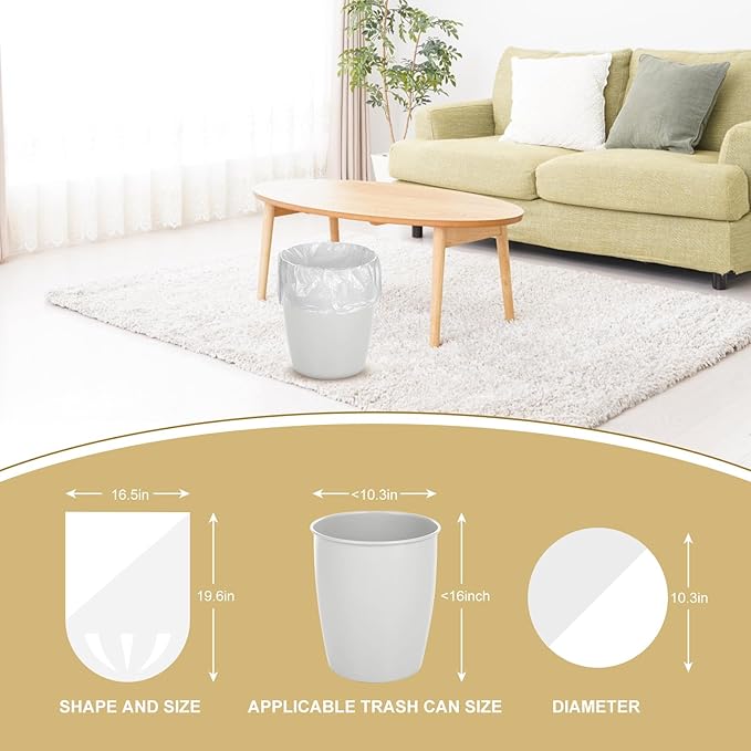 2.6 Gallon Small Trash Bags, Magesh 2.6 Gallon Trash Bag Strong, Leakage-Free, Small Garbage Bags Unscented Thick for Bathroom, Office, Kitchen Mini Trash Can, 100 Bags, Clear