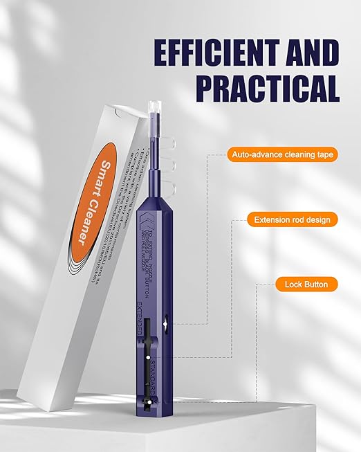 One Click Fiber Cleaner Pen, SC/FC/ST Fiber Optic Cleaning Pen, 2.5mm Ferrule Connectors Fiber Cleaner Over 800 Times with Added Protection Case