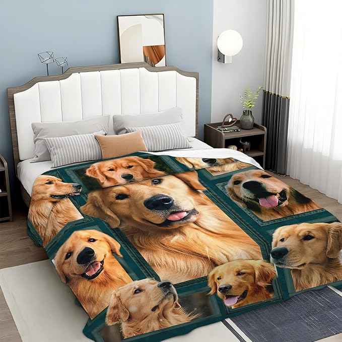 Tijuboni Golden Retriever Throw Blanket Dog Gifts for Girls Boys Women Men Kids Adults Soft Flannel Fleece Blanket for Couch Sofa Bed Home Decor 50"x60"