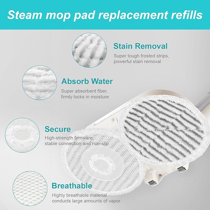 AIR U+ S8201 Pads Replacement Steam Mop Pads for Shark S8201 S7001 S8001 S7201 S7000AMZ S7000 S7005 S7020 S7001C Series Steam & Scrub All-in-One Scrubbing Mop, 4 Pack