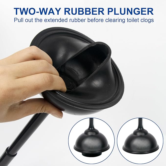 CELOX 2 Sets Black Toilet Brush and Plunger Set for Bathroom Heavy Duty