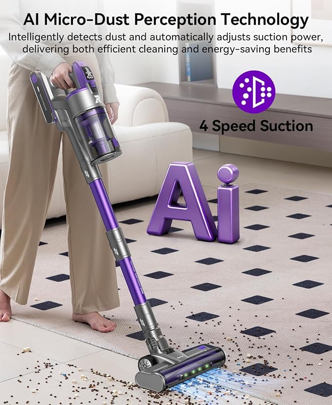 Cordless Vacuum Cleaner 60,000Pa,70 Min 150,000PRM Vacuum Cleaner, 18-Layer Filtration Vacuum, Self-Standing Vacuum Cleaners for Home with 1600ml Cup for Pet Hair Carpet Hardwood Floor Car X18