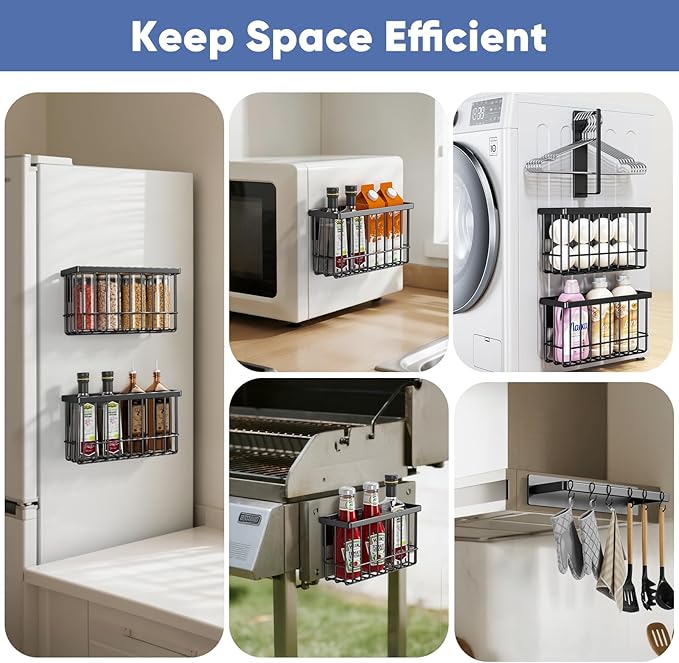 POKIPO Magnetic Dryer Ball Holder,Magnetic Hanger Holder Basket Magnetic Lint Bin No Tools Install for Laundry Room Fridge Storage Hanger Organizer