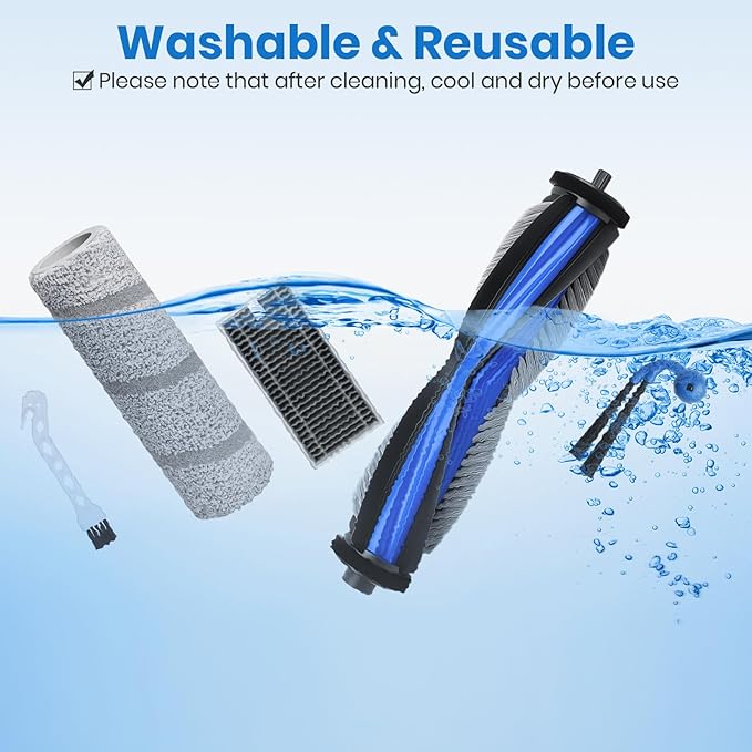 X11 Replacement Parts for Ecovacs Deebot X11 OmniCyclone X11 Pro Omni X11 Pro X11 /T80s/ T80s Omni Vacuum Robotic Parts with 2 Roller Brush,4 Mop,4 HEAP,6 Side Brushes,1 Screwdriver,1 Brush
