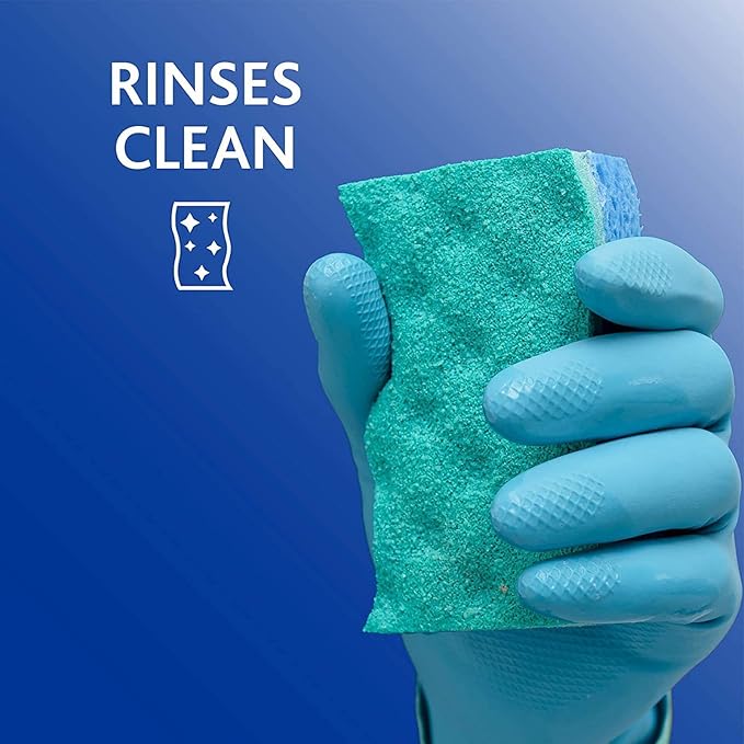 O-Cedar Multi-Use Scrunge Scrub Sponge (12 CT) with Playtex Living Reuseable Rubber Cleaning Gloves (Medium, 3 Pairs)