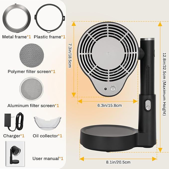 Portable Range Hood, 2026 Upgraded Desktop Exhaust Fan with 3 Filter System, Countertop Range Hood 3-Speed, Angle-adjust, Low Noise, Detachable Filter & Oil Collector, Washable, for BBQ, Hot Pot, RV