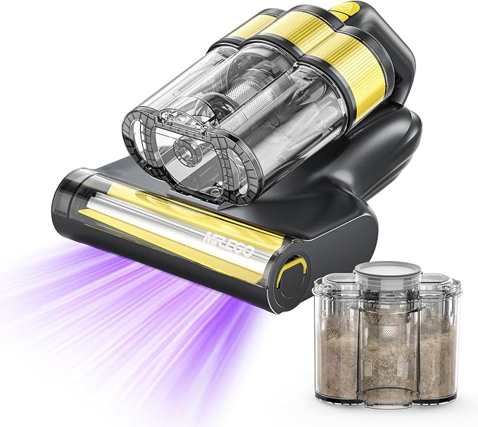 Mr.ego Cordless Mattress Vacuum Cleaner, 16Kpa Bed Vacuum Cleaner, UV-C & Ultrasonic Deep Cleaning, Smart Sensor & LED Display, Large Dust Cup, Reusable Filter, Handheld Vacuum for Bed, Sofa, Crib