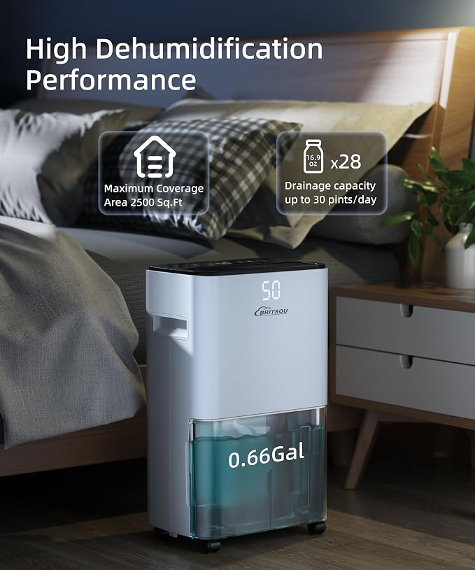 34 Dehumidifier for Basement and Bedroom, Covers 3500 Sq.Ft with Drain Hose, Smart Operation with 3 Modes - Ideal for Home, Bathroom, Garage.