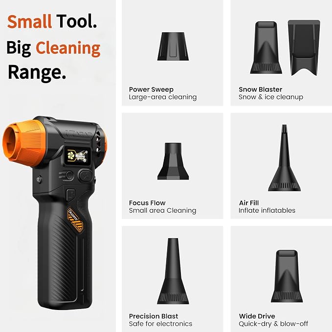 Compressed Air Duster with 40mm Brushless Motor, 2 Swappable 10000mAh Batteries, 36W Fast Charging, Cordless Air Blower for PC Keyboard, Car & Home Cleaning (Black)