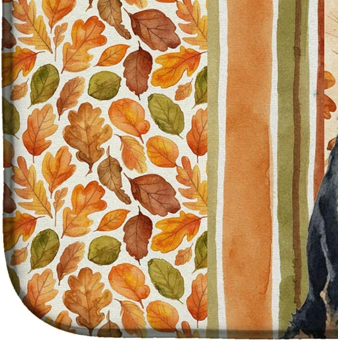 Caroline's Treasures Airedale Terrier Heirloom Fall Dish Drying Mat Absorbent Dish Drying Mat Pad for Kitchen Counter Dish Drainer Mat for Countertop, 14 x 21", Multicolor