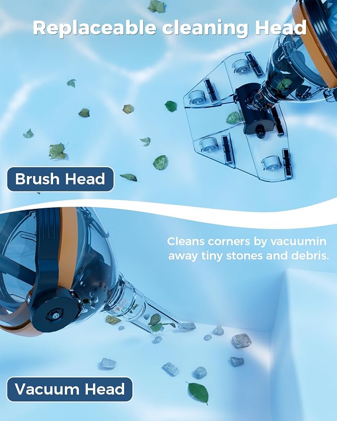 Great Shark Cordless Pool Vacuum with Remote Power Switch, 1.8m Telescopic Pole, 75 Min Runtime, 18 GPM Suction, Handheld Pool Vacuum for Above Ground & Inground Pools, Spa & Hot Tub