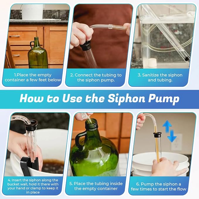 LemonRoad Wine Siphon Kit, Siphon for Wine Makings with 14'' Auto Pump, 6 Ft Tubing, Cleaning Brush, Clamp for Small Batch Beer Kombucha Mead Home Brewing Equipment