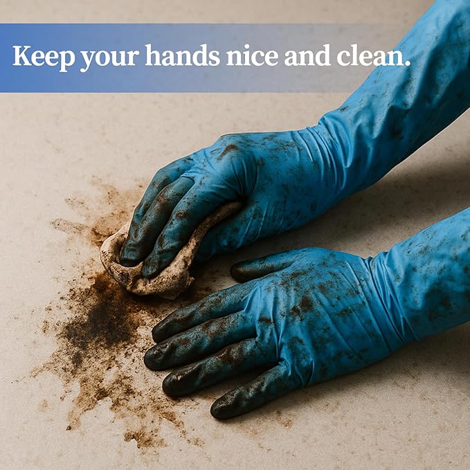 50 Counts 16" Long Disposable Nitrile Gloves Latex Free Dishwashing Gloves Waterproof for Household Clean Gardening(Blue,L)