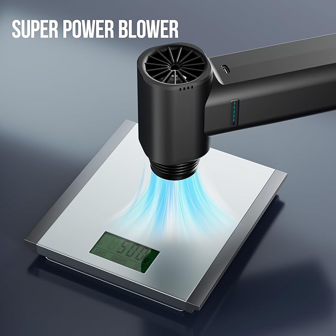 Electric Air Duster, Compressed Air Blower with 800000RPM Brushless Motor,max 1.1lbs Wind Force, Fast Charging Rechargeable Air Blower,3-Speed Air Dryer for PC, Car & Home Cleaning