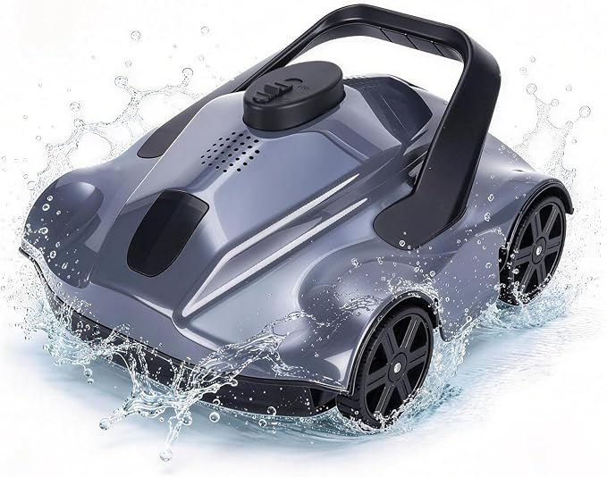Cordless Robotic Pool Vacuum for Above Ground Pools, Rechargeable Automatic Pool Cleaner with Auto Parking,Efficient Filtration for Above Ground Pool Vacuum Robot