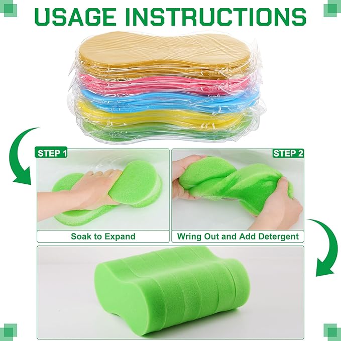 Vesici 48 Pack Car Wash Sponges, Large Sponges for Cleaning, Thick Giant Bone Sponge, Multi-Purpose, Ideal for Kitchen, Bathroom, Household Cleaning