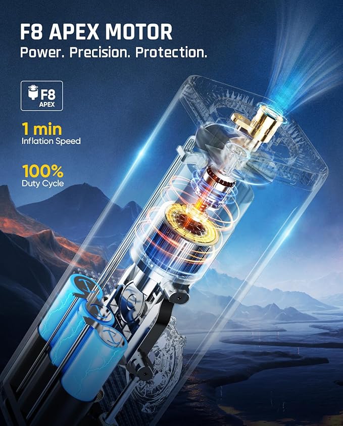Fanttik X8 APEX Tire Inflator Portable Air Compressor, 1 Min Fast Inflation, 150PSI Cordless Tire Inflator with LED Dual Screen, Handed Inflator for Car, Bike, Motorcycle, Mechanical Gray