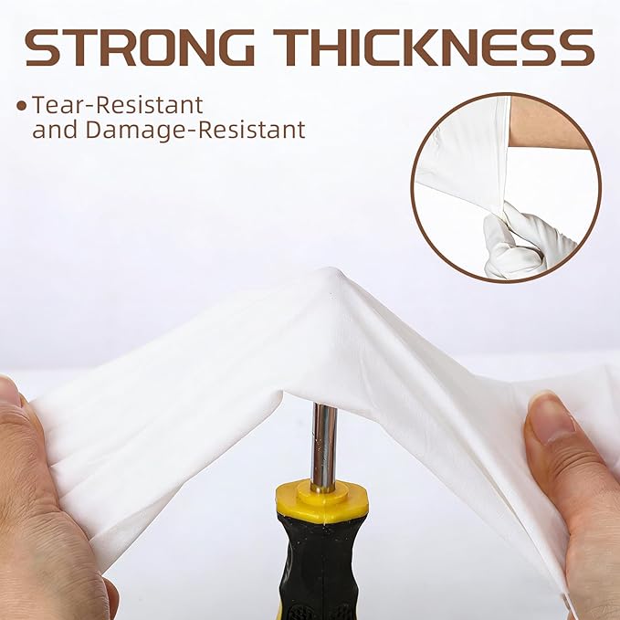 50 Counts 16" Long Disposable Nitrile Gloves Latex Free Dishwashing Gloves Waterproof for Household Clean Gardening(White,L)