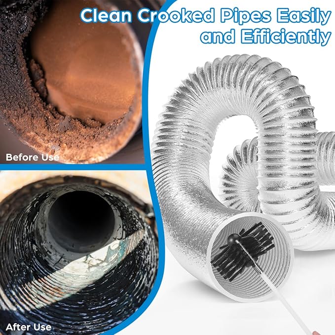 Didiseaon 20FT Chimney Sweep Kit: Dryer Vent Cleaner & Fireplace Cleaning Brush - Heavy Duty Wire Heads for Stubborn Soot, Duct Cleaning Kit with Drill Attachment, 15 Flexible Rods