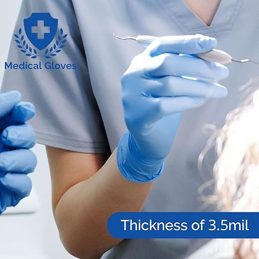 JMU Blue Nitrile Gloves Medium, 200 Count Disposable Medical Exam Gloves, 3.5 Mil, Latex Free & Powder Free