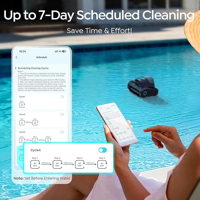 (2026 Upgrade) BRINBO C1 Robotic Pool Cleaner with 180 Mins, Pool Vacuum for Inground Ground Pools up to 1615 sq.ft, Smart Routing, Wall Climbing, Dual Filtration, with APP, Multi-Mode (Glossy Black)