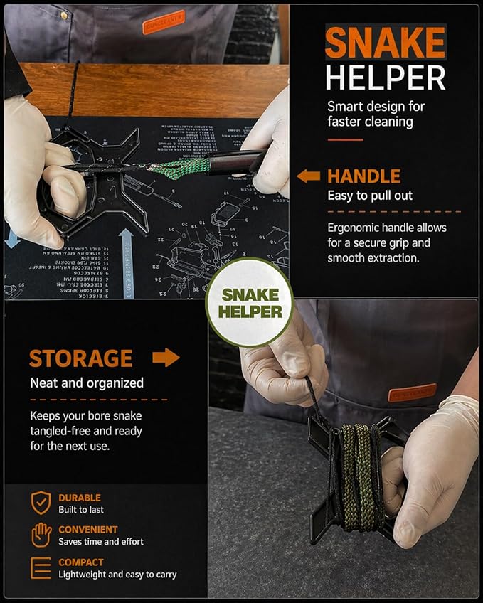 9mm Pistol Basics Single-Caliber Cleaning Kit, Handgun Cleaning kit for .357 .38 with 9mm Gun Snakes in Molle Pouch