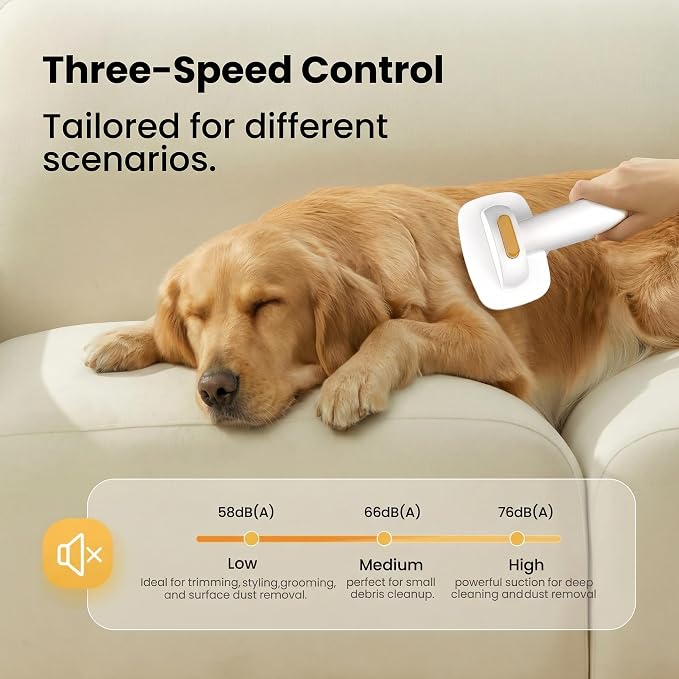 Pet Grooming Vacuum, 5-in-1 Dog Grooming Vacuum for Shedding Grooming, 500W 13kPa Suction, 59dB Low Noise, 1.5L Dust Cup, 3 Suction Levels, Clipper & Grooming Tools for Dogs and Cats