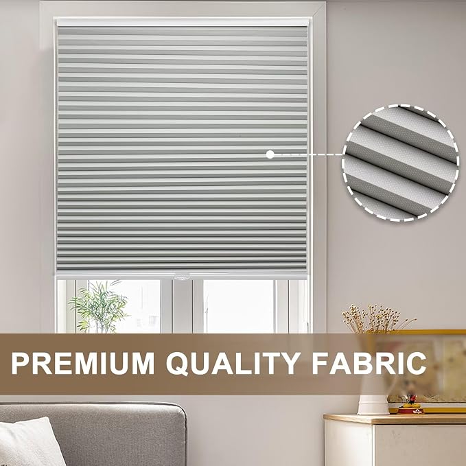 MYshade Cordless Blackout Cellular Shades, 1.5" Honeycomb Window Blinds for Bedroom & Nursery, Thermal Insulated, Noise Reducing, Privacy Shades, Inside or Outside Mount (31" W x 72" H, Grey)
