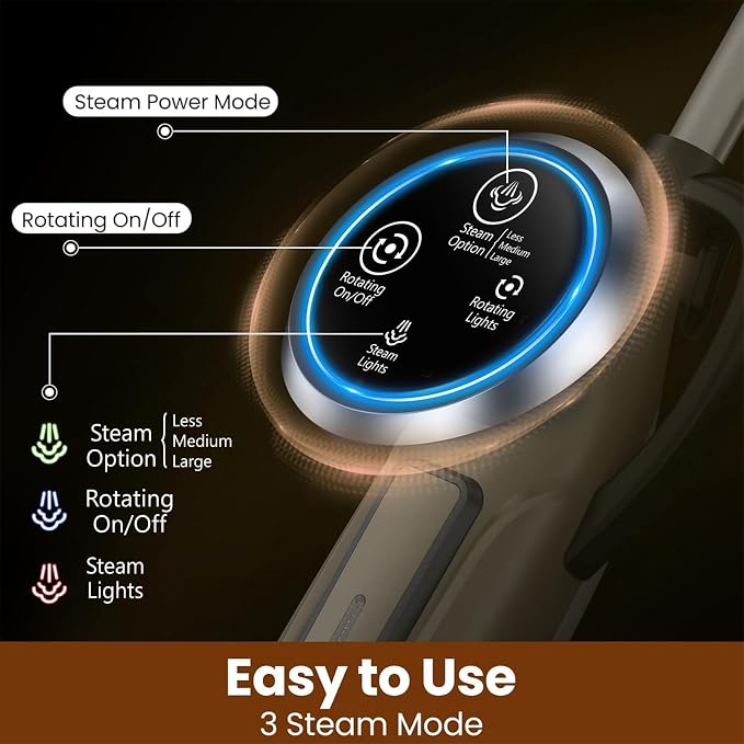 DEVOAC VM6 Scrubbing Steam Mop with Rotating Mop Pads, 10 in 1 Steam Mop, Lightweight Spin Mop & 3 Steam Modes for Hard Floor Laminate Marble Floors (Champagne)