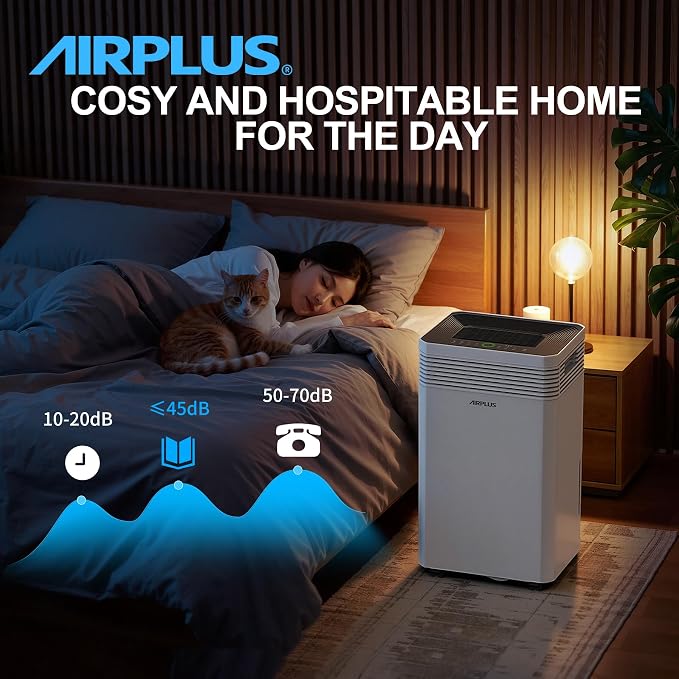 AIRPLUS 8000 Sq. Ft Commercial Grade Dehumidifier for Basement, 225 Pint Portable Dehumidifiers with Drain Hose for Large Room, Quiet Sleep Mode Dehumidifier for Bedroom, RV De humidifier for Camper