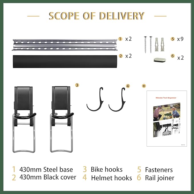 Wall 2/3/4 Bike rack, Fits Max 3 Inch for Mountain Bike eBike, 110 lbs Weight Capacity, with Helmet Hook, Modular Hook Track Design Heavy duty Wall mount Bicycle Hanger for Garage Storage