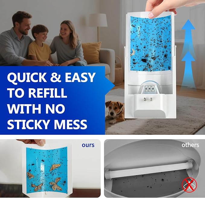 2 Pack Flying Insect Trap, Fruit Fly Trap Indoor with 8 Sticky Boards, Gnats Killer Moth Trap Fly Catcher with Night UV Light, Mosquito Attractant Bug Zapper for Home, Office(2026 Upgrade)