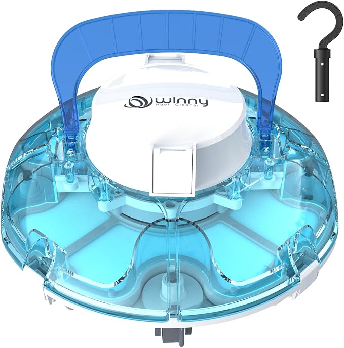 (2026 Upgrade) Cordless Pool Vacuum for Above Ground Pool, Automatic Pool Cleaner Robot Cleaning Up to 660 sq.ft, Dual-Layer Filtration, 90 Mins Runtime, Self-Parking, with Hook (Tech Blue)