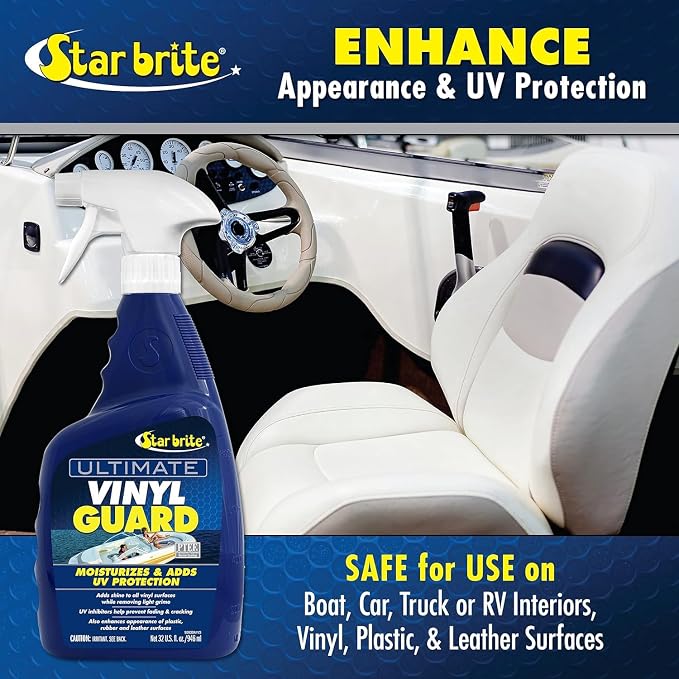 STAR BRITE Ultimate Vinyl Clean Spray + Ultimate Vinyl Guard - Multi-Surface Cleaner & Protectant for Auto, RV, Home & Boat Upholstery - Clean & Protect Vinyl, Rubber, Leather, Plastic