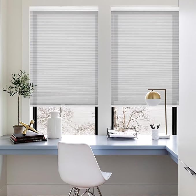 MYshade 1.5-Inch Cellular Cordless Light Filtering Shades, Honeycomb Window Blinds for Soft Daylight & Privacy, Thermal Insulation, Child Safe, Inside or Outside Mount (49" W x 72" H, Grey)