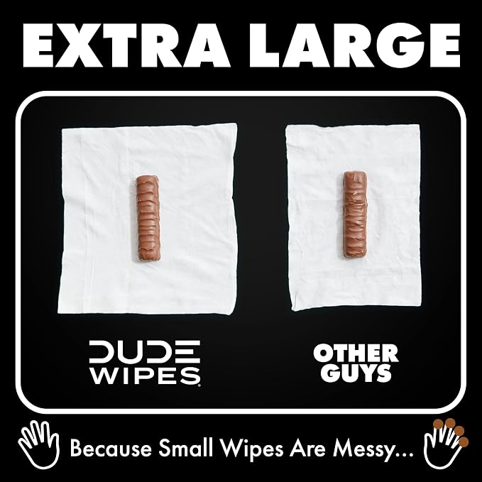 DUDE Wipes Odor Destroyer Flushable Wipes - Extra-Large Adult Wet Wipes - 6 Pack (288 Count) - Deodorizing, Lightly Scented, Controls Odor for up to 24 Hours - Septic and Sewer Safe