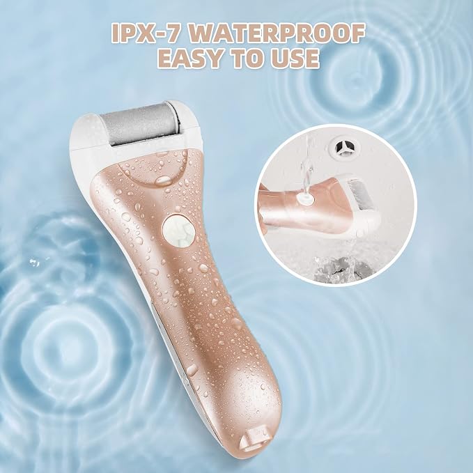 Callus Remover for Feet, Nicebirdie Electric Foot File Callus Removers Rechargeable Waterproof Pedicure Tools Foot Scrubber Shaver Feet Care Tool for Cracked Heels Dead Skin （Golden）