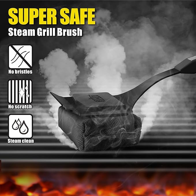 Bristle-Free Grill Brush with Water Soak Basin & Built-in Bottle Opener (Bundle)